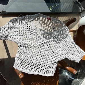 French Grey “Hollowed Out” Knit Top